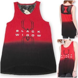 Marvel Small Oversized Black Widow Her Universe Dip-Dye Mesh Back Tank Top